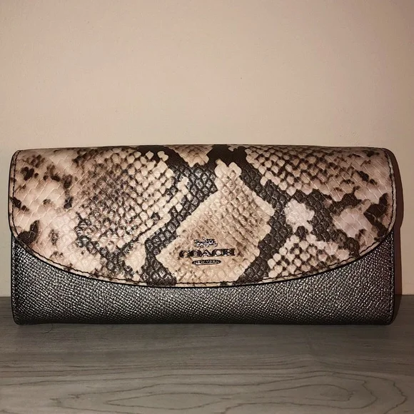 Coach Bags Silver Snakeskin Coach Wallet Poshmark